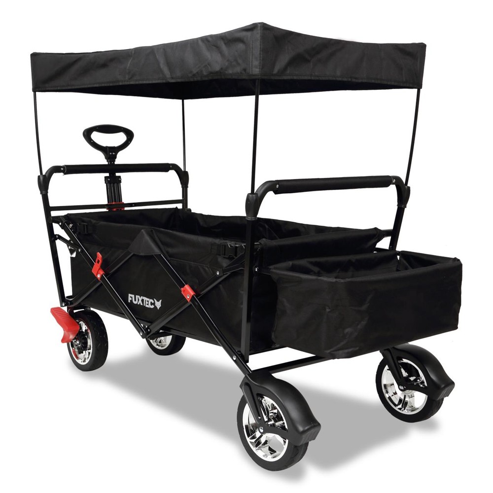 Zwarte FUXTEC CT500 opvouwbare bolderkar met zonnedak