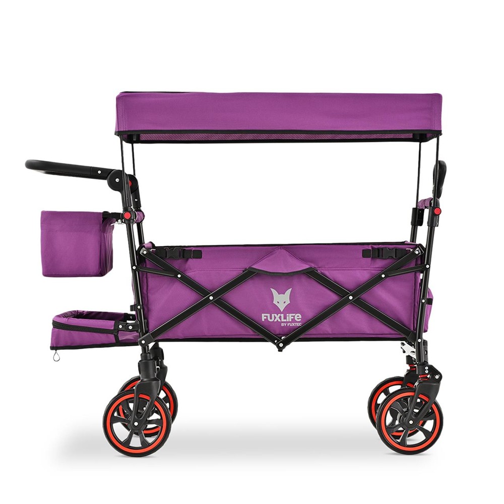 Paarse FUXLIFE Comfort CT850 met duwbeugel en zonnedak